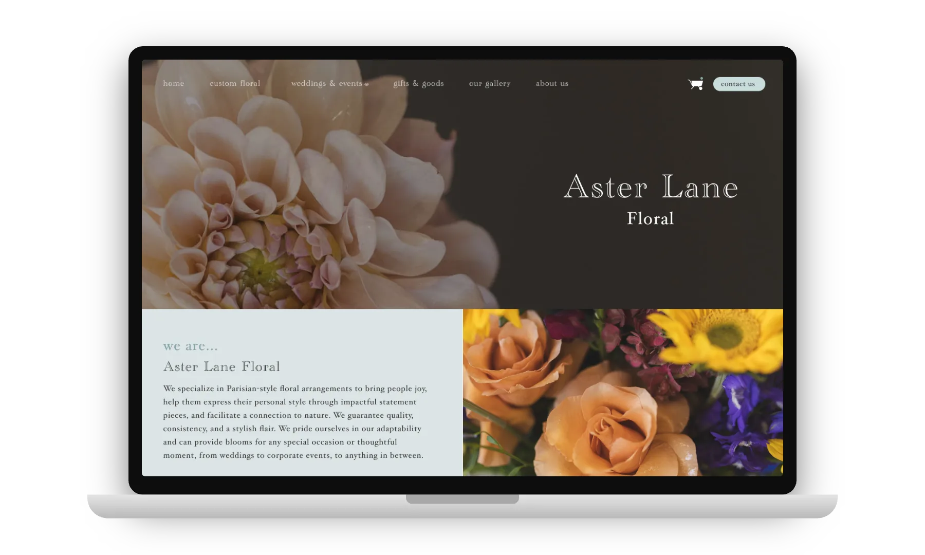 Aster Lane Floral device mockup